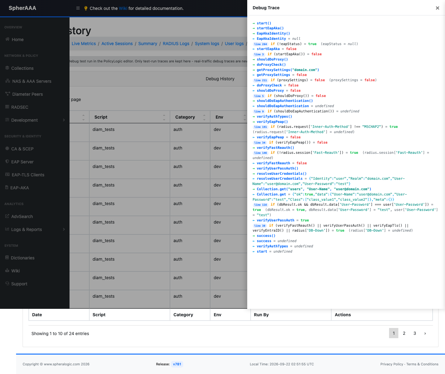 PolicyLogic debug trace